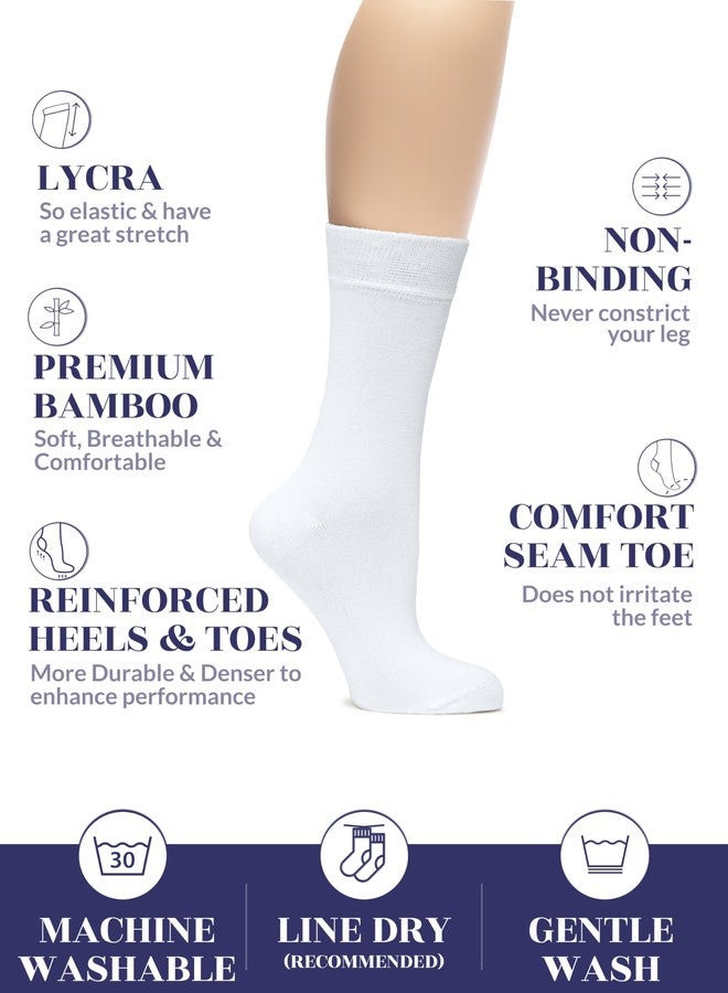 Hugh Ugoli Womens Rayon derived from Bamboo Dress Socks, Crew Soft Thin Calf Socks for Business, Trouser & Casual, White, 3 Pairs, Shoe Size: 6-9 - Image 2